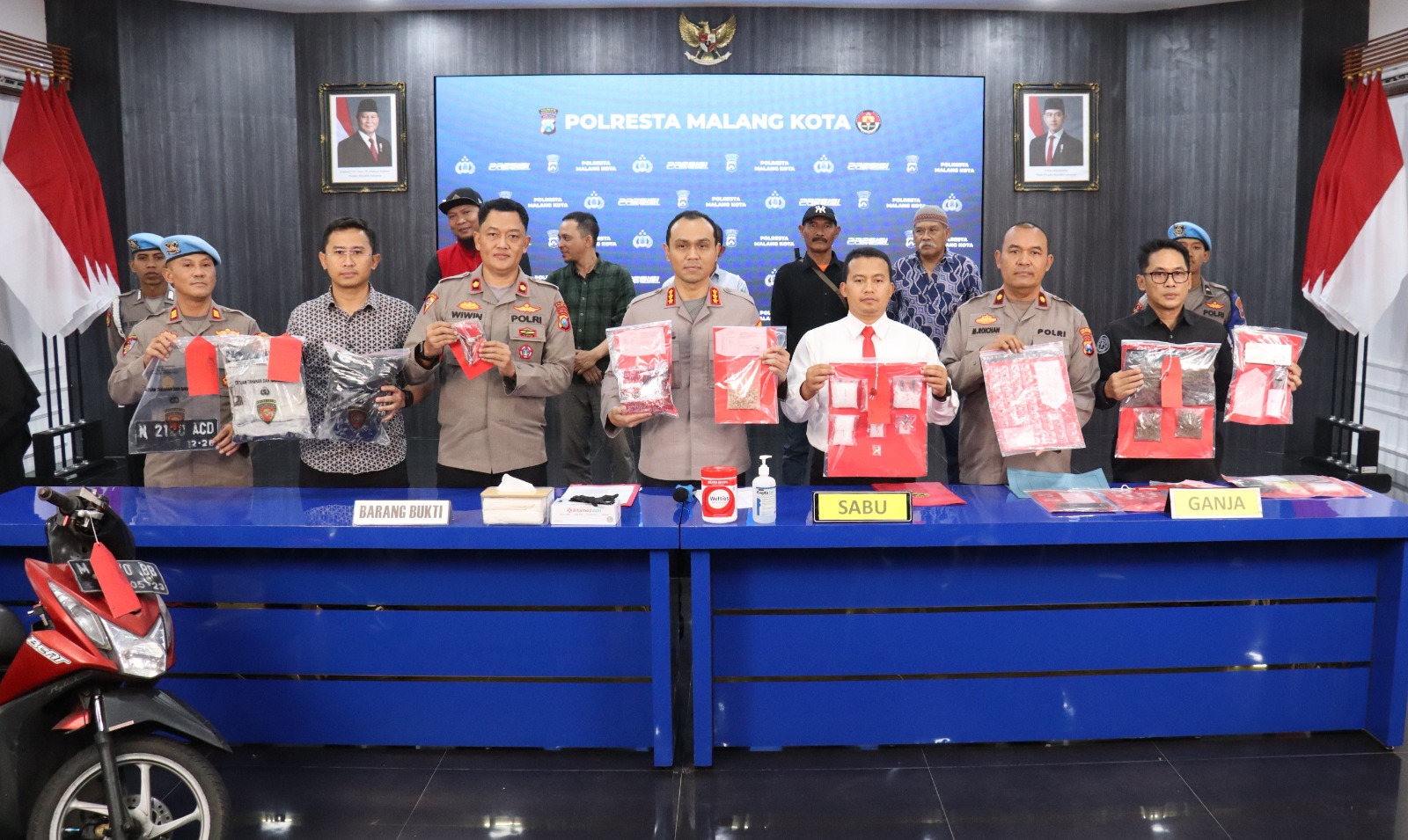 Serius Berantas Narkoba, Polresta Malang Kota Amankan 1,3Kg Sabu, dan 20 Tersangka